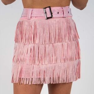 EYE CATCHER FRINGE SKORT (LIGHT PINK)